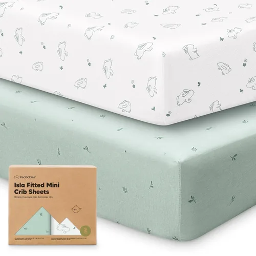 Vista 36 de Sábanas ajustadas para Pack and Play - Paquete de 2 sábanas mini para cuna para Pack N Play, colchón 38x26, ropa de cama suave y acogedora