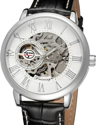 Vista 3 de FORSINING FSG8096M3S2 - Reloj de pulsera analógico de aleación de color plateado con movimiento automático para hombre, plateado