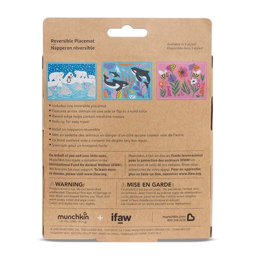 Vista 7 de Munchkin® WildLove - Mantel individual reversible de silicona para niños, 1 unidad, Orca