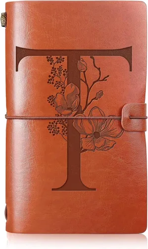 Vista 15 de Booson Diario de viaje inicial de cuero, cuaderno personalizado con monograma, regalos de apreciación, diario recargable personalizado, bloc
