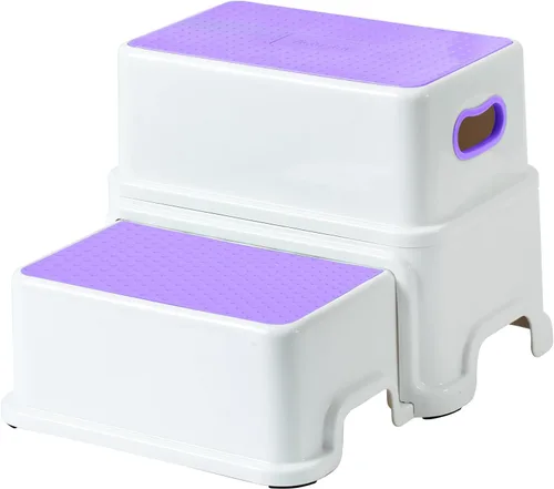 Vista 10 de Victostar Taburete de 2 pasos para niños, taburete antideslizante resistente para niños pequeños de dos pasos para entrenamiento de inodoro, baño