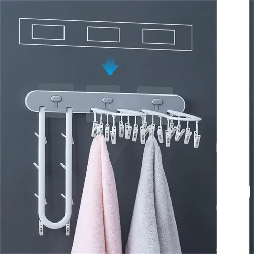Vista 4 de Folding Multifunctional Clothes Rack Wardrobe Storage Rack Space Saving Clothes Rack(D)