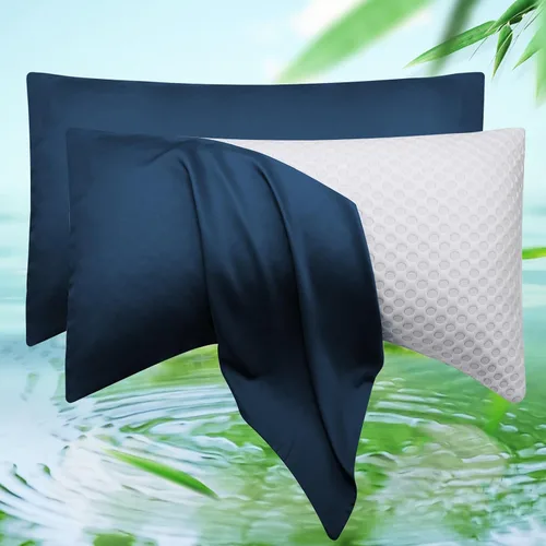 Vista 24 de Funda de almohada curvada para dormir de lado refrescante, tamaño Queen, 1 paquete de 20 x 30 pulgadas, color azul aguamarina Rayon Derived from