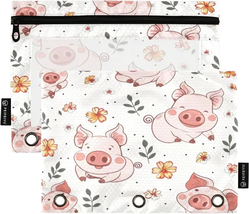 Vista 10 de Linda bolsa de lápices de bailarina para carpeta de 3 anillos, 2 bolsas para lápices con cremallera, estuche transparente con cremallera para Ballet