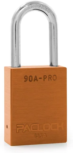 Vista 7 de PACLOCK Candado de la serie 90A-PRO, compre American Act obediente, aluminio anodizado marrón, cilindro de 7 pines de alta seguridad con 1 llave por