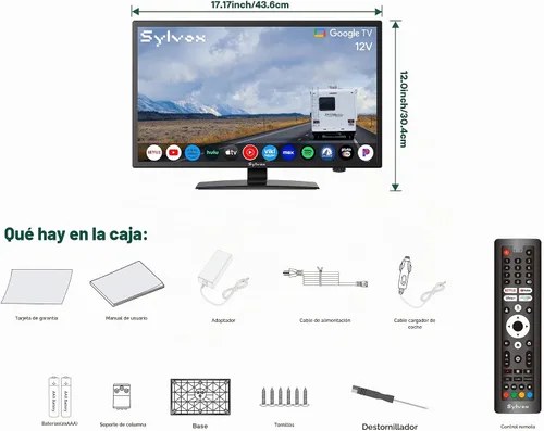 Vista 11 de SYLVOX TV RV de 19 pulgadas, TV de 12 V para autocaravana, 1080P Smart TVs pantalla plana DC/AC Power, 9-32V, Low Energy Consumption, Seismic