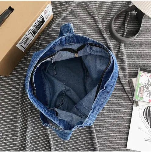 Vista 7 de Demin Purse - Bolso de hombro para mujer, estilo grunge, bolso cruzado estilo hobo estético, bolso cruzado Emo bolso tipo mensajero, ropa