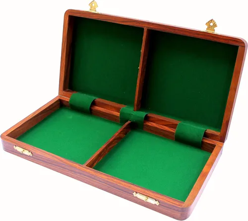 Vista 6 de StonKraft 14 x 14; juego de tablero de ajedrez plegable de madera coleccionable + piezas de figuras de Staunton de latón