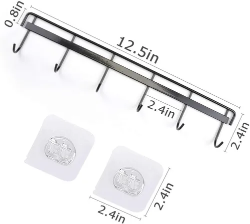 Vista 4 de YiZhi Paquete de 4 ganchos de pared adhesivos para riel de cocina (2 negros y 2 blancos)