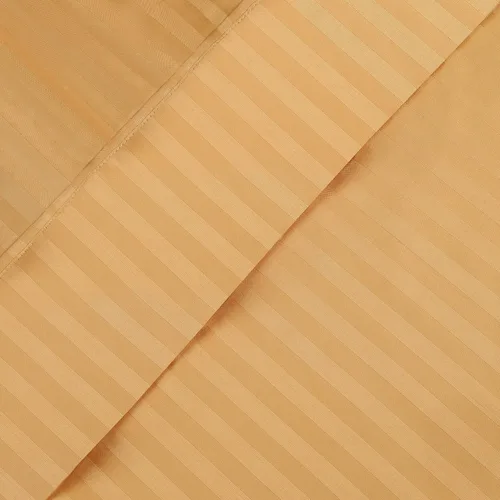Vista 4 de Superior Par de fundas de almohada de algodón peinado suave, rayas de satén, estándar, color dorado