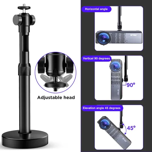 Vista 5 de DAWASAPAT Soporte de techo para proyector con nuevo cardán, soporte de proyector de longitud ajustable, tornillo de ¼ de pulgada, compatible
