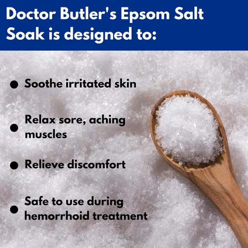 Vista 3 de Doctor Butler's Epsom Salt Soak – Sales de baño para alivio de hemorroides para hombres y mujeres, calma y proporciona alivio natural asociado
