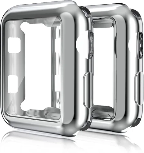 Vista 13 de Paquete de 2 fundas compatibles con Apple Watch de 1.496 pulgadas (1.496 in), protector de pantalla de poliuretano termoplástico (TPU), funda Negro