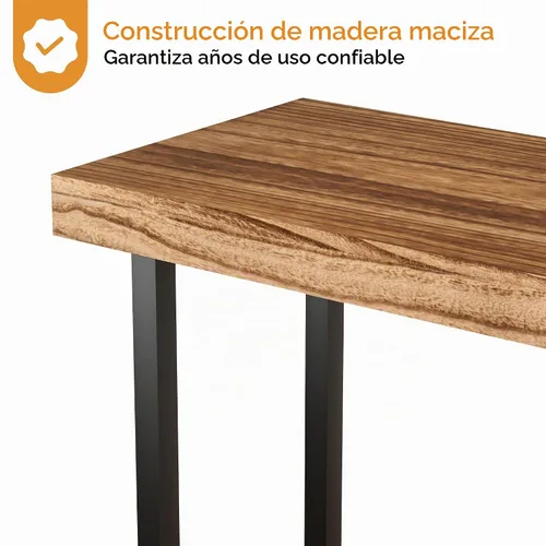 Vista 7 de Acovy Mesa consola industrial de madera maciza, mesa de entrada de 2 niveles con estantes de almacenamiento, mesa de sofá estrecha para sala