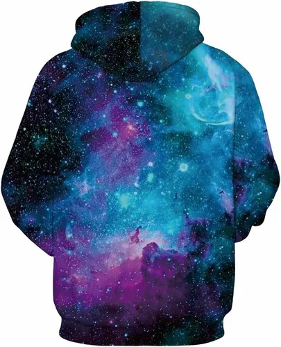 Vista 2 de Sudaderas unisex con estampado 3D Galaxy con capucha y bolsillos grandes