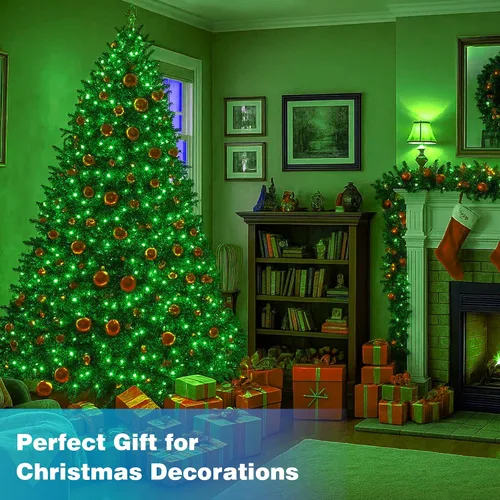 Vista 8 de Luces de Navidad 500 LED de 164 pies, luces impermeables para árbol de Navidad con 8 modos, control remoto, 3 temporizadores y función de memoria