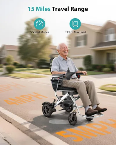 Vista 4 de Goldseason Sillas de ruedas eléctricas ligeras de 33 libras para adultos, rango de 15 millas y aprobadas por avión, silla de ruedas motorizada
