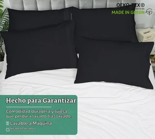Vista 8 de Royale Linens Juego de 2 fundas de almohada Queen – Fundas de almohada de cama – 20 x 30 pulgadas – Fundas de almohada negras – 1800 microfibra Negro