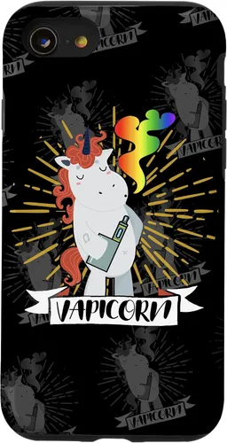 Vista 13 de iPhone 14 Vapicorn - Unicornio Vaping Divertido - Funda Rainbow Vape Clouds
