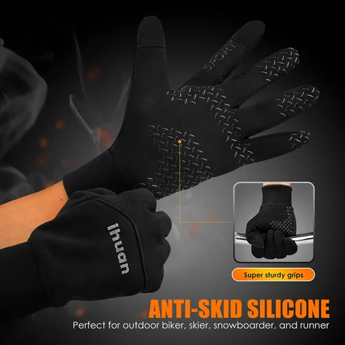Vista 3 de Guantes de invierno para hombres y mujeres guantes cálidos impermeables para clima frío guantes térmicos con pantalla táctil para entrenamiento