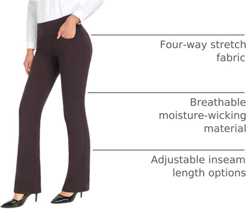 Vista 22 de Safort Pantalones de yoga con entrepierna de 28" 30" 32" 34"más amplios en la parte inferior para botas altas, 4 bolsillos, UPF50+