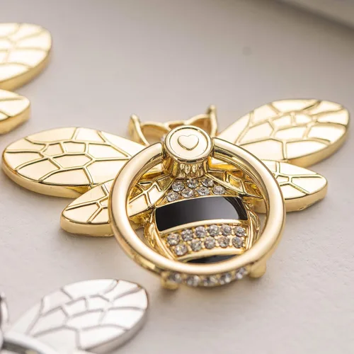 Vista 4 de Allengel Bee Phone Ring Holder Finger Kickstand with Crystal, Cute Phone Ring Grip Holder for iPhone or Smartphone Cases, Gold Purple