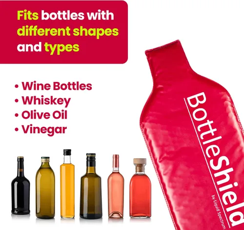 Vista 7 de Bottle Shield - Bolsa de viaje reutilizable con protector de vino (paquete de 3) – Traje de envoltura acolchada de burbujas – Funda de botella