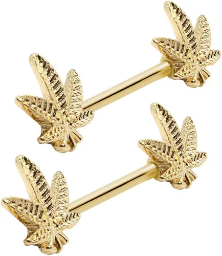 Vista 2 de Pierce2GO Piercing para pezón de marihuana de oro de 0.49oz, 2