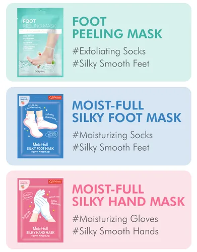 Vista 8 de DERMAL Moistfull - Juego de 6 calcetines sedosos para pies y guantes de mano, para pies y manos secos, tratamiento de spa en casa, probado por