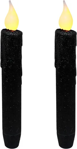 Vista 18 de CVHOMEDECO. Velas LED sin llama con purpurina parpadeantes que funcionan con pilas, con temporizador para el hogar, boda, Halloween, decoración