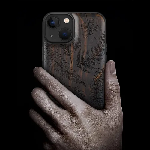 Vista 2 de Carveit Funda magnética de madera para iPhone 13 [madera real dura y TPU suave] funda protectora de madera única y elegante a prueba de golpes