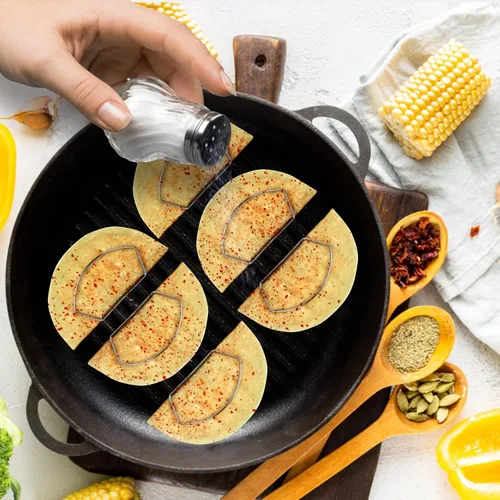 Vista 3 de Yaoxianwu Soporte de molde para tacos, de acero inoxidable, para hornear, freír o freír al aire, hacer crujientes y de fondo plano para hacer tacos