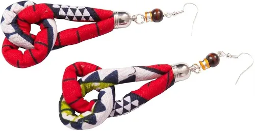 Vista 5 de BintaRealWax Juego de collar africano con estampado de tela Ankara multicapa de cuerda tejida gargantilla en capas