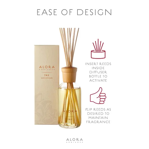 Vista 6 de Alora Ambiance Tre - Difusor de varillas de 8 onzas, fragancia dulce y cálida de larga duración, bellamente diseñado para cualquier espacio