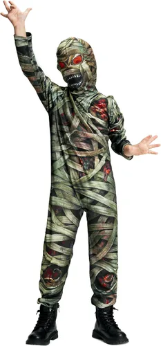 Vista 3 de IKALI Zombie Mummy - Disfraz de Halloween para niños y niñas, traje de fiesta