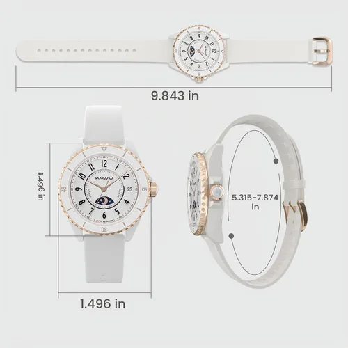 Vista 7 de KAVVO Oyster - Mini reloj inteligente Bluetooth de 1.1 pulgadas para mujer, pantalla AMOLED siempre encendida, bisel giratorio, rastreador de blanco