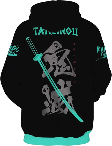 Vista 2 de DENCTORAM Anime Tanjirou - Sudadera con capucha unisex Zenitsu con estampado 3D para cosplay, disfraz de Halloween