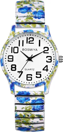 Vista 16 de Lancardo Reloj de pulsera para mujer: Bohemia elástica analógica de cuarzo, gran número, esfera blanca, fácil de leer, cumpleaños, día de San