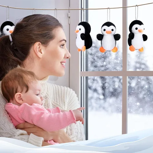 Vista 6 de Skylety 8 Piezas Mini Animales de Peluche de Pingüino de 4 Pulgadas a Granel Llaveros de Peluche de Pingüino para Regalos de Favor de Fiesta de Negro