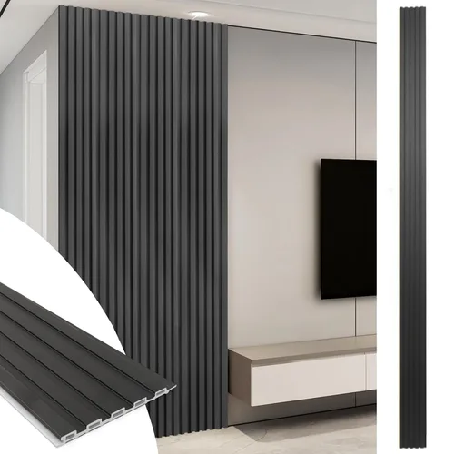 Vista 11 de Art3d WPC Paneles de Revestimiento, Paquete de 16 de 48 x 6 Pulgadas Acentos de Pared 3D para Decoración de Pared Interior, Sala de Estar, Negro