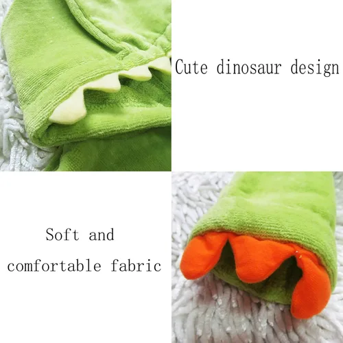 Vista 4 de Bata de baño para niños y niñas, toalla de algodón con capucha de animal y dinosaurio