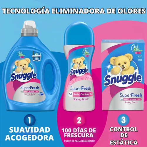 Vista 6 de Snuggle Suavizante líquido para telas, SuperFresh Spring Burst, elimina olores fuertes, concentrado 2 veces, 150 cargas (el tamaño puede variar)