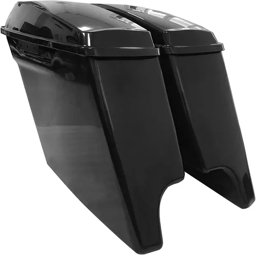 Vista 7 de Alforjas rígidas extendidas de 5 pulgadas, color negro brillante, con tapas, pestillo, juego de llaves compatibles con Harley modelos Touring