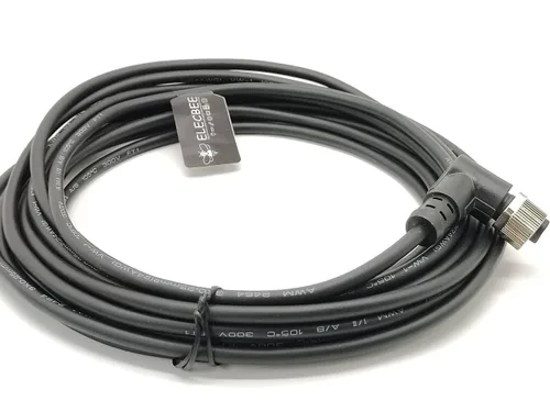 Vista 2 de Elecbee Conector M12 A-Code Cable sobremoldeado de ángulo recto de cabeza hembra única (cable de 3 pines de 16.4 ft/16.4 pies)