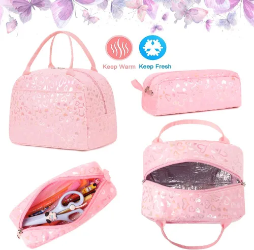 Vista 57 de Juego de mochila para niñas y adolescentes, mochila escolar para niños con bolsa para el almuerzo, estuche para lápices, mochilas escolares