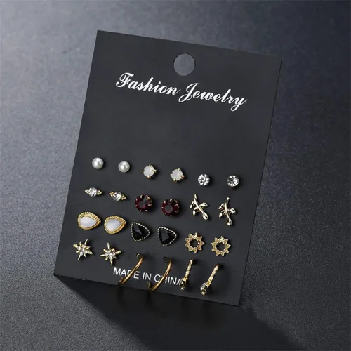 Vista 2 de Juego de joyas de piercing para mujer, 12 pares, a la moda, duradero y creativo