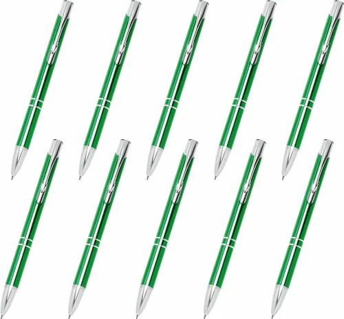 Vista 22 de DISCOUNT PROMOS Juego de 10 bolígrafos de aluminio personalizados, paquete a granel personalizado, tinta negra, ideal para oficina, escuela