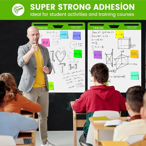 Vista 7 de YEECOK Super Sticky Easel Pad, 25 x 30 Inches, 30 Sheets/Pad, 10 Pads (300 Sheets), Thick 100gsm Flip Chart Paper, Self-Stick Anchor Chart for