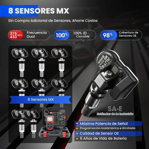 Vista 3 de Autel Kit de herramienta de programación TPMS TS508WF, herramienta de reinicio TPMS con 8 sensores universales MX, versión WiFi de TS408 TS508 TS501