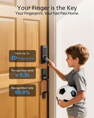 Vista 3 de Cerradura inteligente Wi-Fi Philips con cerrojo de puerta y manija, juego de cerradura de puerta sin llave para puerta delantera, cerradura